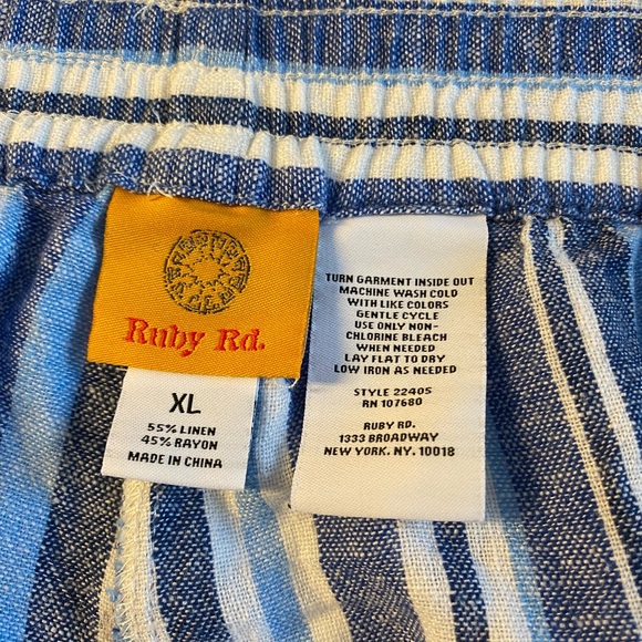 Ruby Rd Stripped Linen Blend Pants, Size XL - Picture 6 of 9